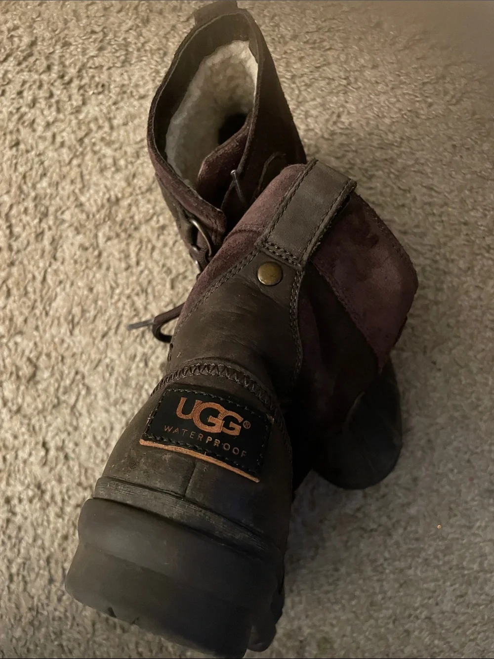 UGG Kids Brown Lace-Up Waterproof Duck Boots